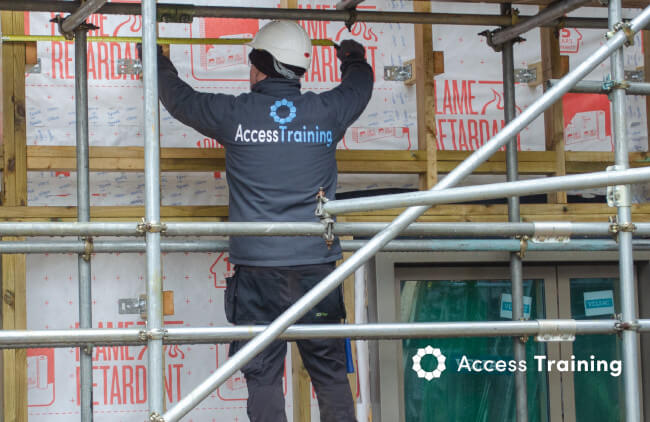 A good tradesman working on scaffolding