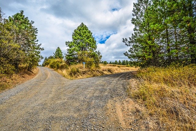 Fork in the road leading in two directions